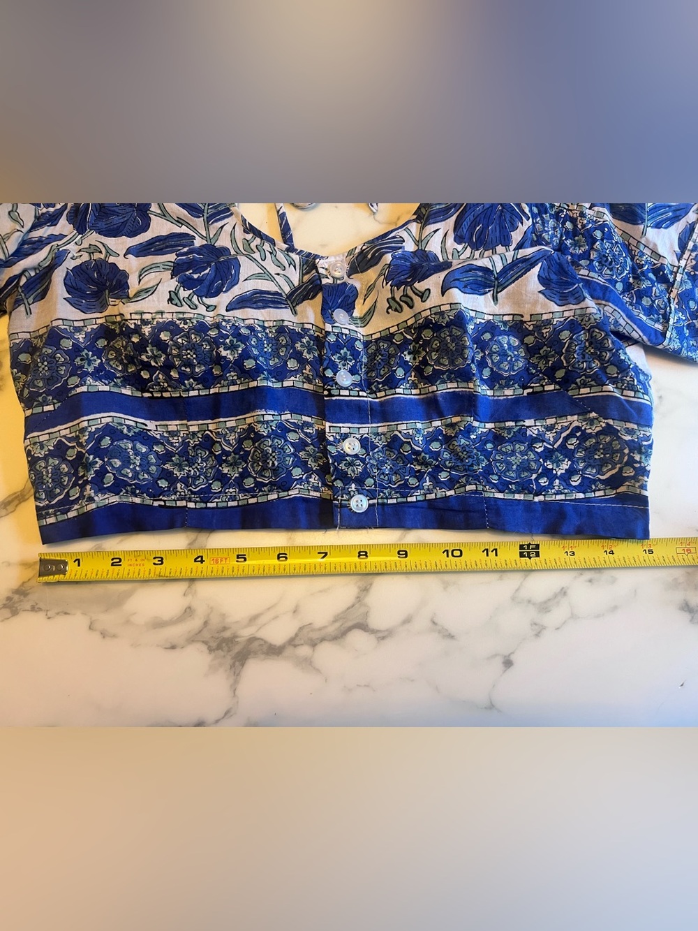 Blue and White Floral Gopi Skirt Set - Picture 3 of 6